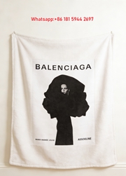 Balenciaga Black & White Print Flannel Sofa Throw Blanket BA176